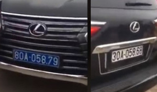 Xe Lexus đầu đeo biển xanh 80A, đuôi biển trắng đi chùa Tam Chúc bị phạt 5 triệu đồng