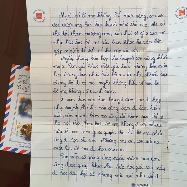 Nội dung bức thư vô cùng xúc động bé gái lớp 5 gửi mẹ 1