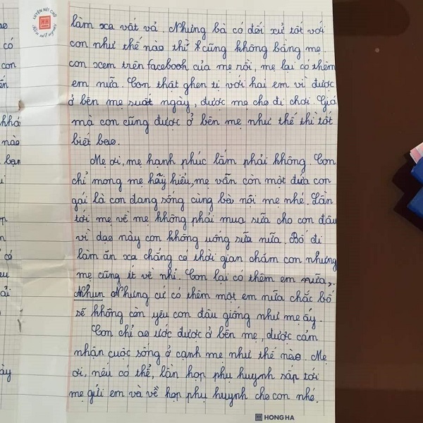 Nội dung bức thư vô cùng xúc động bé gái lớp 5 gửi mẹ 2