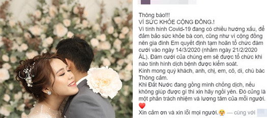 Cặp đôi Bình Thuận vẫn hoãn cưới vì dịch Covid-19