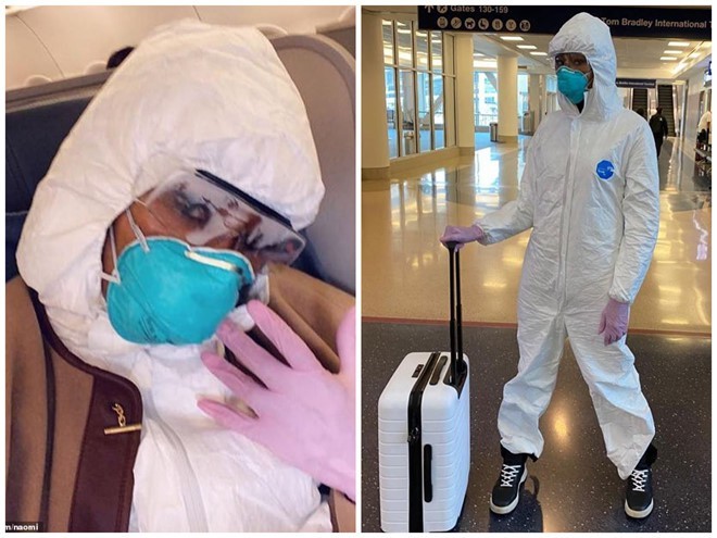 Mặc áo mưa đi sân bay là cách Quế Vân, Dương Tử, Naomi Campbell chống dịch Covid-19