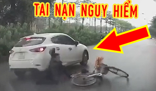 'Ninja' đi ngược chiều khiến người đi xe đạp bị ô tô tông văng