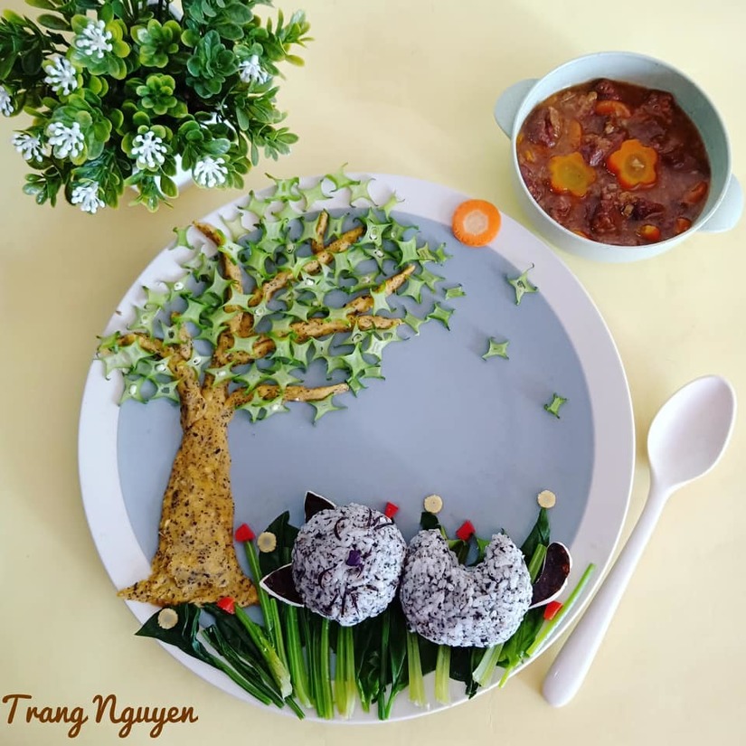 Mẹ Việt ở Indonesia trang trí đĩa thức ăn đẹp giúp con mê tít10