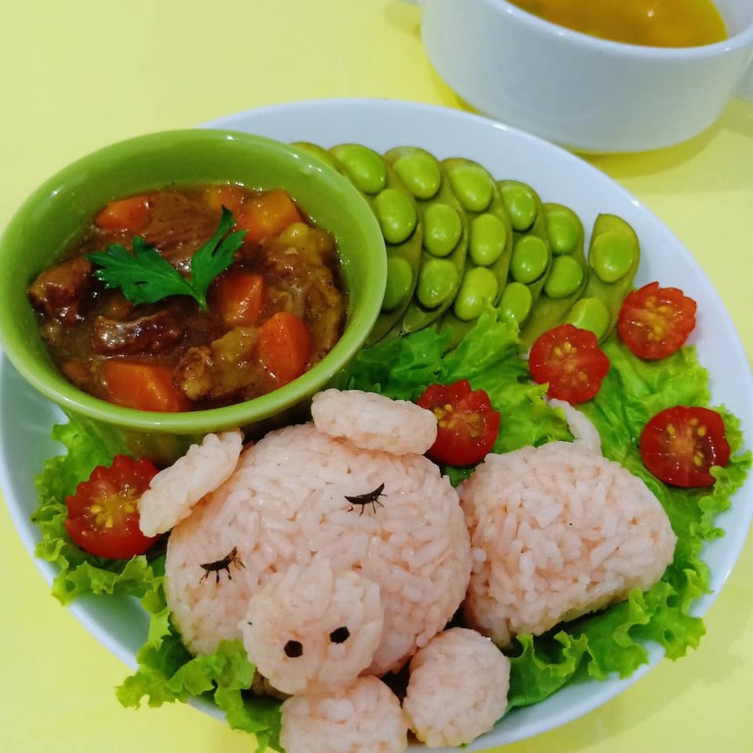 Mẹ Việt ở Indonesia trang trí đĩa thức ăn đẹp giúp con mê tít13