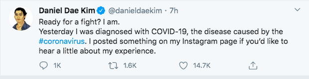Tài tử 'Người nhện' Daniel Dae Kim xác nhận âm tính với Covid-19 