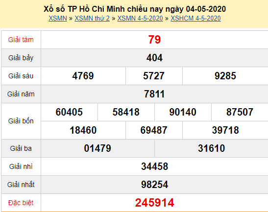 Trực tiếp XSHCM 4/5 - Kết quả xổ số TP Hồ Chí Minh thứ 2 ngày 4/5/2020 tại đây: