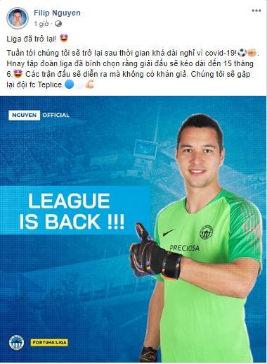 Thủ môn Filip Nguyễn thông báo tin vui tới các fan hâm mộ