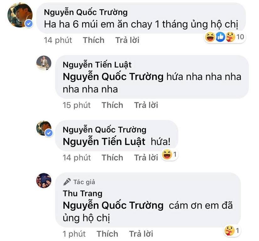 Thu Trang thách đấu Tiến Luật tập lên 6 múi sẽ ăn chay 1 năm