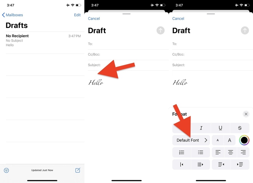 Hướng dẫn khôi phục phông chữ mặc định khi soạn email trên iOS 13