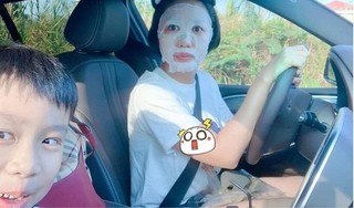 Phì cười hình ảnh Ốc Thanh Vân vừa chở con đi học, vừa đắp mặt nạ