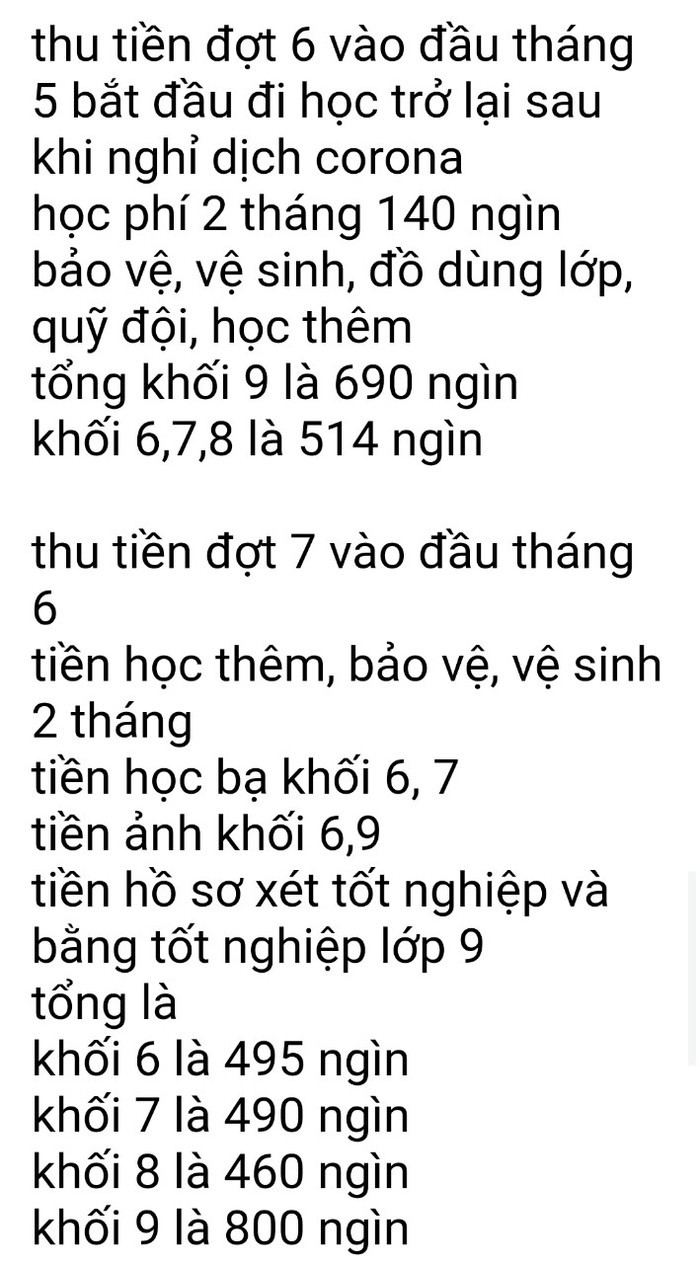 Phụ huynh phản ánh trường cấp 2 Hồng Thuận, Nam Định lạm thu