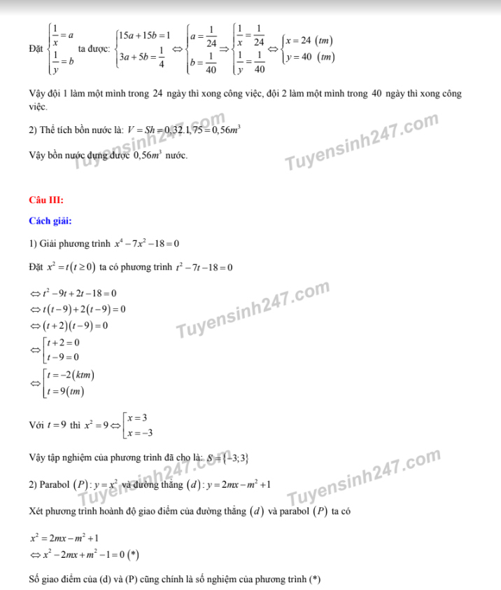 Đề thi và đáp án môn Toán tuyển sinh lớp 10 ở Hà Nội năm 2019 4