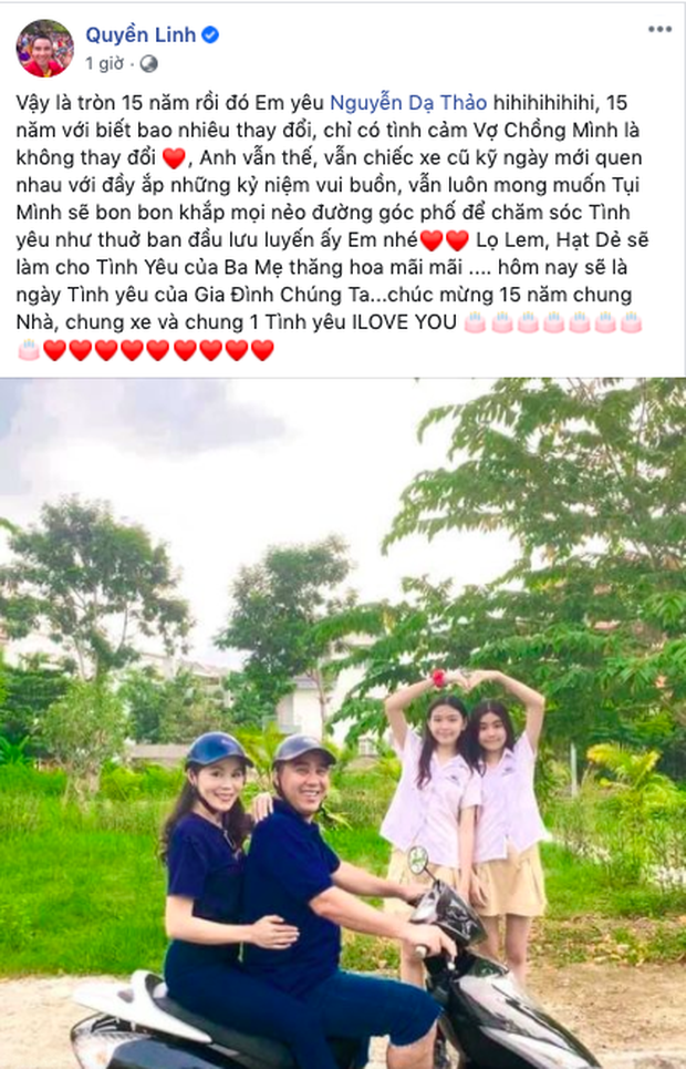 MC Quyền Linh viết tâm thư gửi bà xã nhân kỷ niệm 15 năm yêu nhau