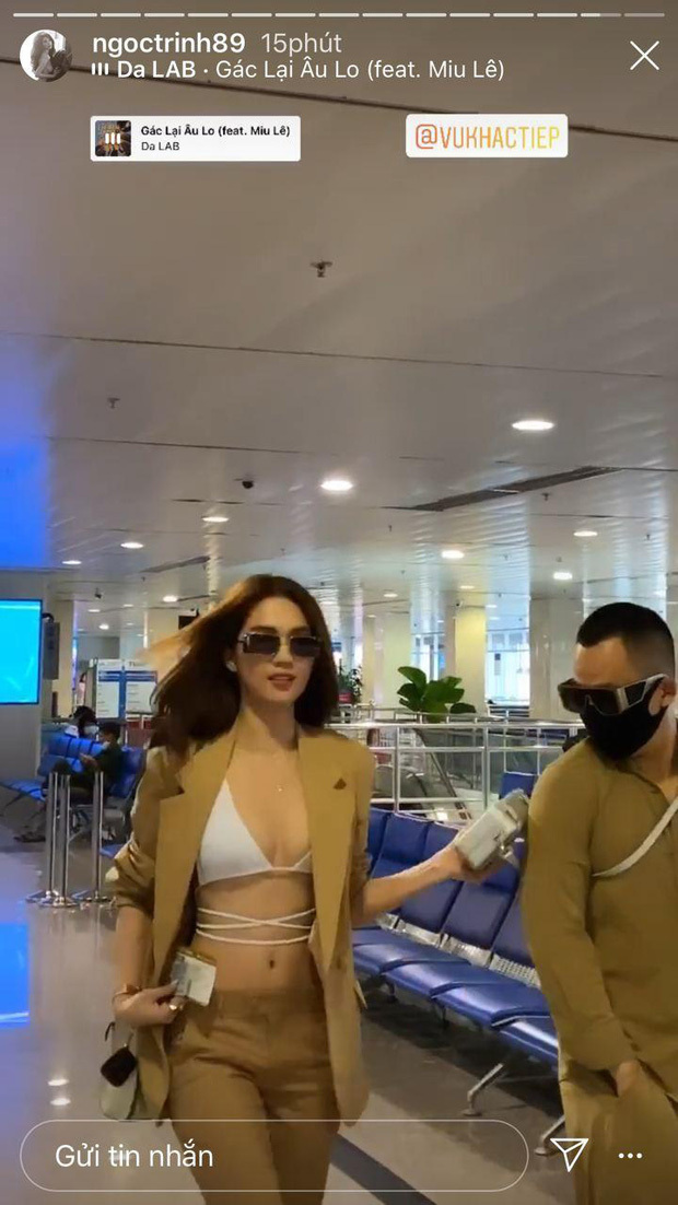 Ngọc Trinh diện bikini khoe eo con kiến giữa sân bay