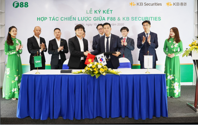 Lễ ký kết hợp tác chiến lược giữa Công ty cổ phần Kinh doanh F88, Công ty TNHH Chứng khoán KB Hàn Quốc và Công ty cổ phần chứng khoán KB Việt Nam