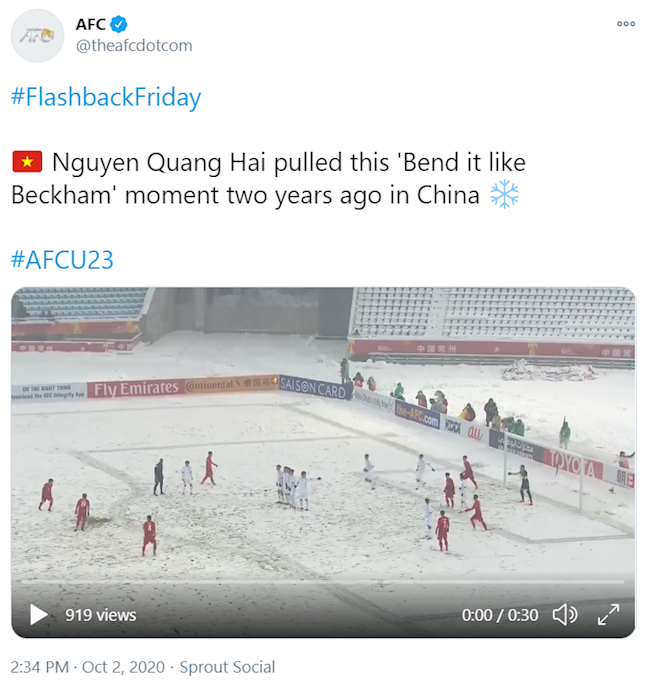 AFC so sánh Quang Hải với David Beckham
