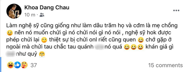 Châu Đăng Khoa bất ngờ gọi cộng đồng mạng là 'mẹ chồng', tuyên bố đánh trả nếu bị chửi ở ngoài?