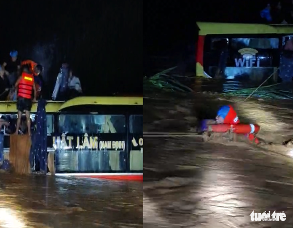 Trăm người tham gia giải cứu xe khách Nam Định bị lũ cuốn trôi trong đêm