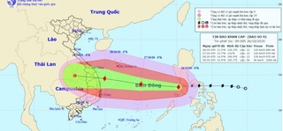 Bão số 9 liên tục tăng cấp, hướng vào Đà Nẵng - Phú Yên