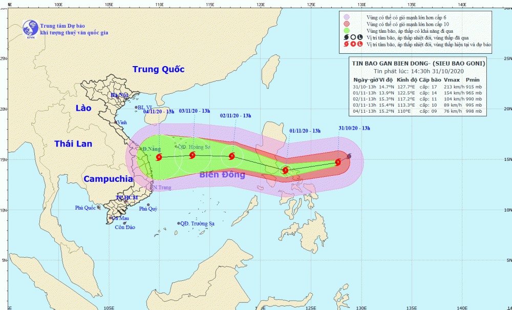 Siêu bão Goni có thể giảm cấp khi đổ bộ biển Đông