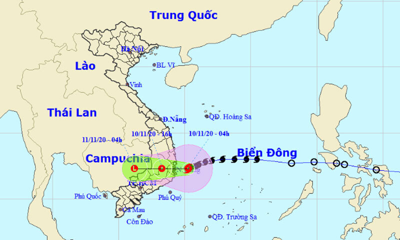 Bão số 12 sẽ đi vào đất liền các tỉnh từ Bình Định đến Ninh Thuận