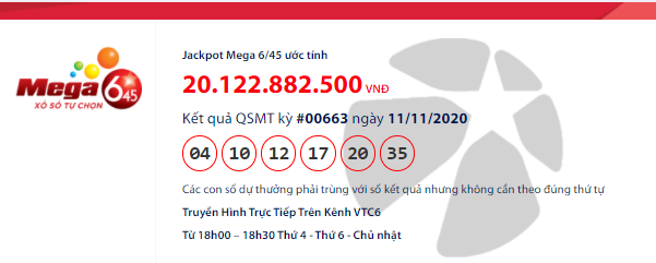 Kết quả xổ số VIETLOTT MEGA