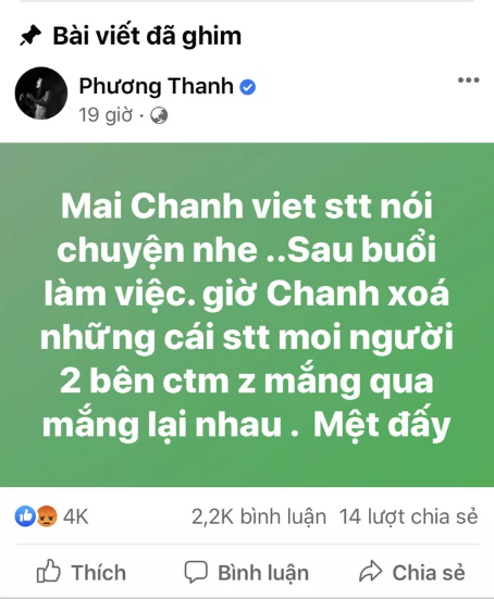 Ca sĩ Phương Thanh chính thức xin lỗi và xóa bài viết xúc phạm người dân Quảng Ngãi