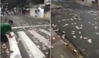 Cướp ngân hàng ở Brazil, tiền rơi vãi đầy đường khi trốn chạy
