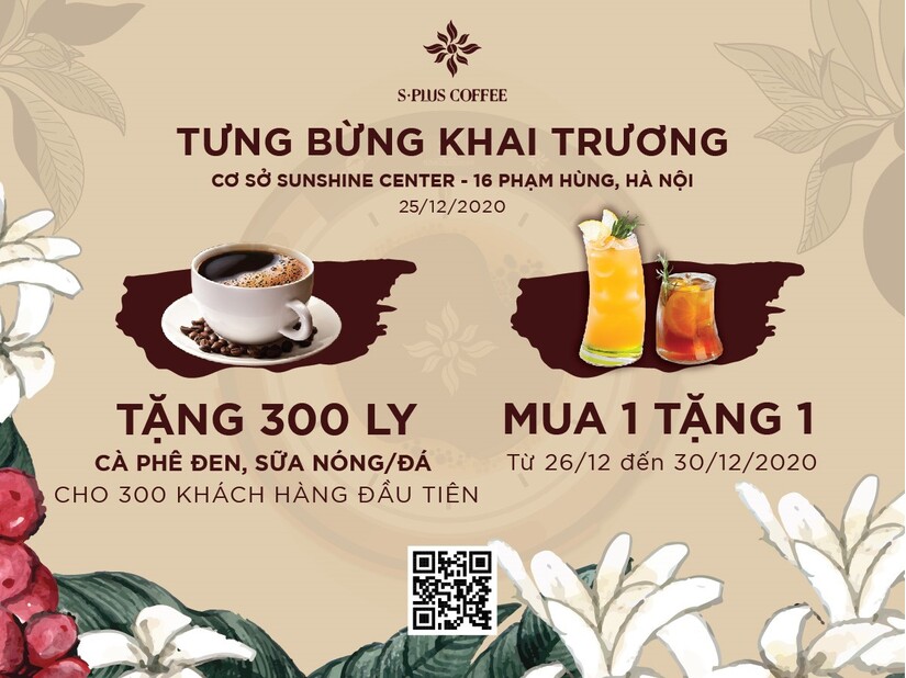 Thêm một cơ sở của chuỗi thương hiệu 5 sao S-Plus Coffee khai trương tại khu vực Tây Hà Nội 