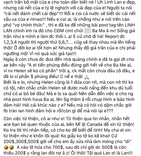 Bạn Vân Quang Long tố Linh Lan đòi tiền phúng điếu, hỗ láo với ba mẹ chồng