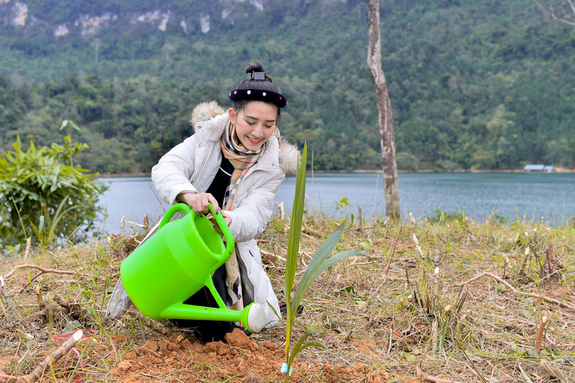 Bất chấp thời tiết lạnh 7 độ C, top 10 Miss Tourism Việt Nam lên núi trồng cây