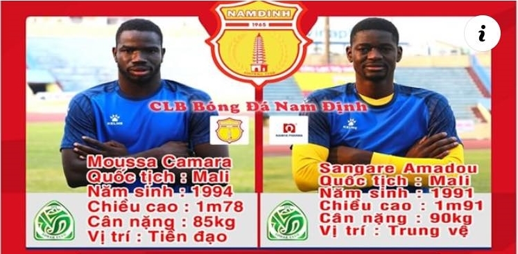 2 cầu thủ châu Phi đang thử việc tại CLB Nam Định