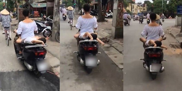 Hành động dại dột của mẹ khi đèo con bằng xe máy khiến dư luận phẫn nộ