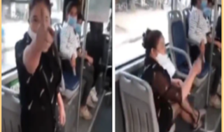 Đeo khẩu trang không đúng quy định, người phụ nữ bị mời xuống xe buýt liền chỉ tay nói lớn