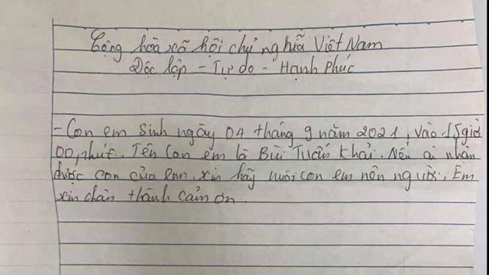 Bé trai 3 ngày tuổi ở Thanh Hóa bị bỏ rơi dưới chân núi cùng lá thư nhờ nuôi hộ