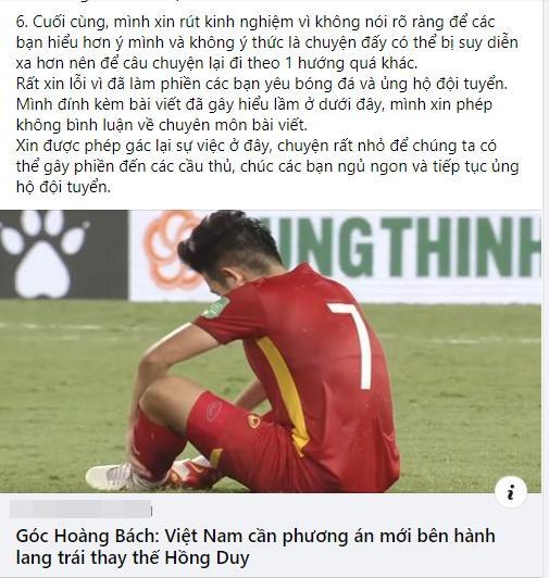 Hoàng Bách lên tiếng giải thích status chê tuyển Việt Nam đá nhút nhát