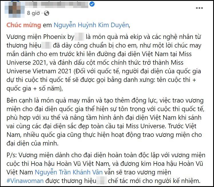 Á hậu Kim Duyên nhận vương miện trước ngày đi thi Miss Universe gây tranh cãi