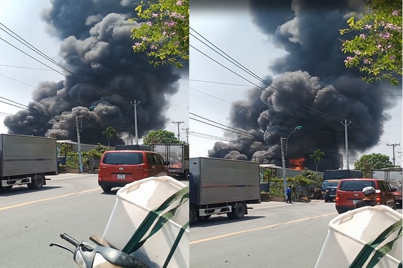 Cháy lớn tại xưởng nhựa ở TP HCM, nhiều người hốt hoảng bỏ chạy