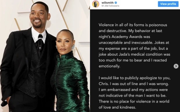 Will Smith lên tiếng xin lỗi Chris Rock vì cú tát tại Oscar 2022