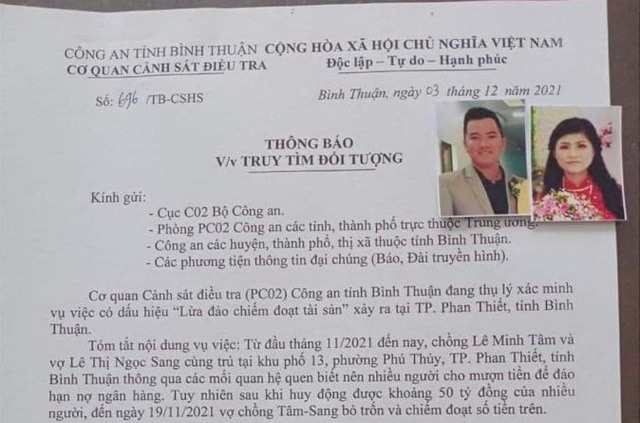 Hai vợ chồng bỏ trốn sau khi mượn 50 tỷ đồng của nhiều người