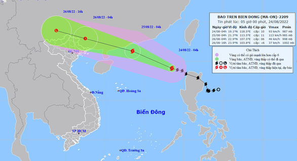 Bão số 3 đang vào Biển Đông, có thể mạnh lên cấp 11, giật cấp 14