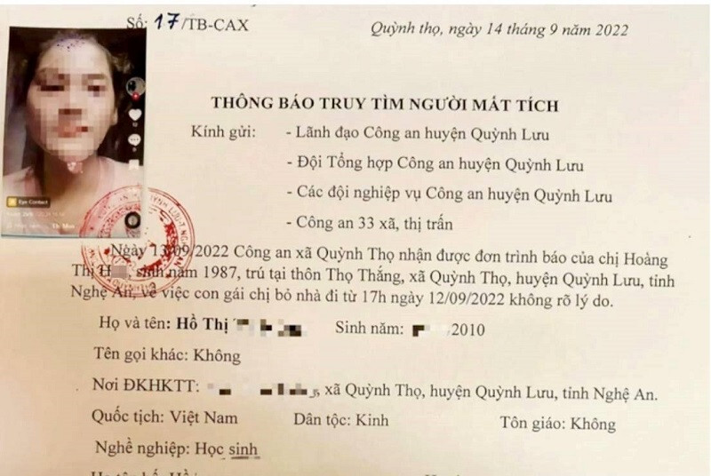 Tìm kiếm 2 chị em họ ở Nghệ An đột nhiên mất tích 