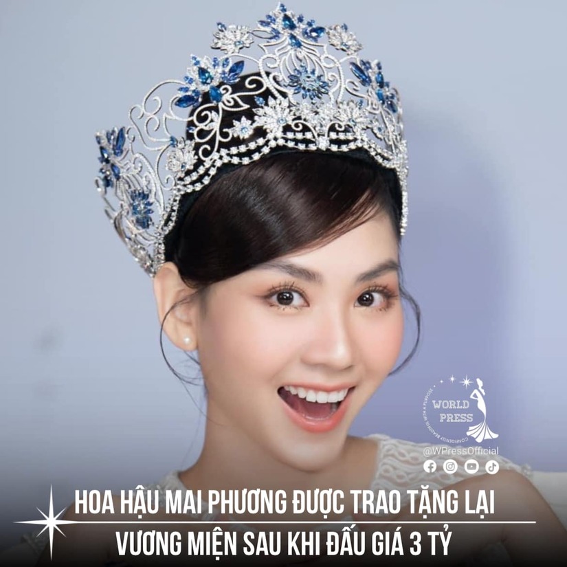 Hoa hậu Mai Phương được nhận lại vương miện sau khi đấu giá 3 tỷ gây tranh cãi