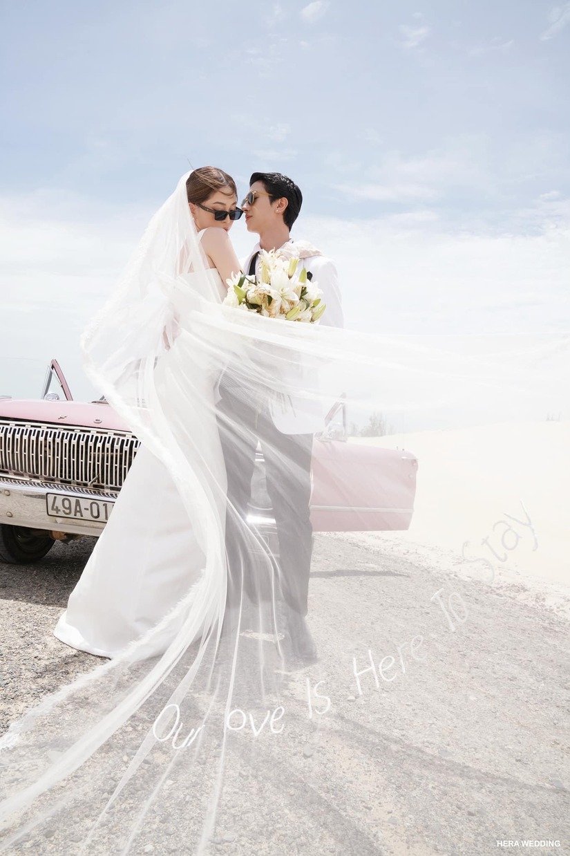 Bình An - Phương Nga tung ảnh cưới đẹp như mơ bên xe mui trần