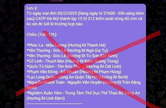 Hà Nội bác thông tin thành lập 15 tổ công tác 212 kiểm tra nồng độ cồn