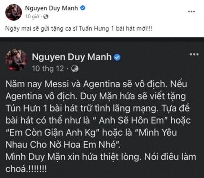 Argentina vô địch World Cup 2022: Phan Anh chấp nhận mặc váy, Duy Mạnh tặng Tuấn Hưng bài hát mới