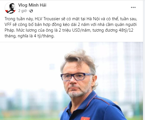 Nhà báo Minh Hải hé lộ hợp đồng của VFF với HLV Troussier