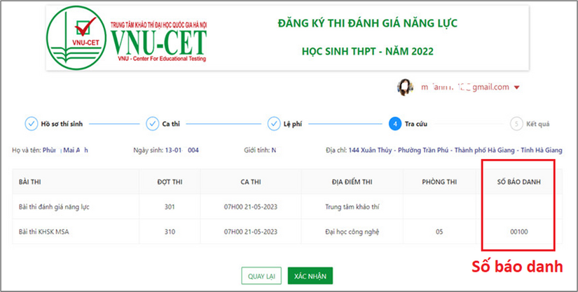 Cách tra cứu số báo danh và phòng thi đánh giá năng lực 2023 Đại học Quốc gia Hà Nội