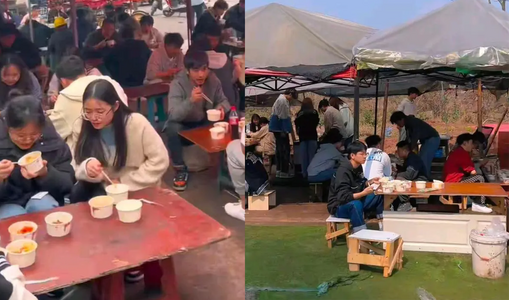 Vì sao sinh viên Trung Quốc ăn trưa ngoài công trường?