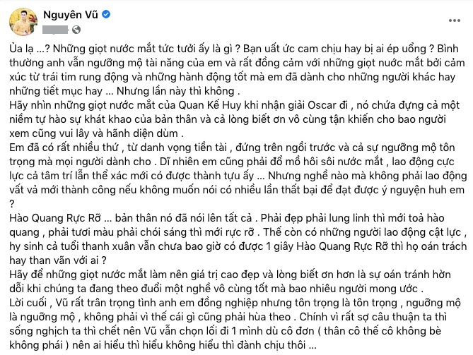Trấn Thành bật khóc nói 'Đời nghệ sĩ khó nuốt', các sao Việt nói gì?